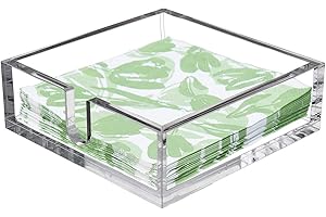 CY craft Acrylic Lunch Napkin Holder,Table Top Decorative Napkin Tray for Dining Table and Kitchen,Clear Luncheon Napkin Holder Tissue Dispenser, Horizontal Display,7.1 x 7.1 x 2.6 inches