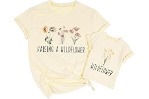 LOTUCY Raising A Wildflower Shirt Mom Toddler Matching Tshirt Mommy and Me Matching Tee Mother Daughter Son Mama Mini Outfit