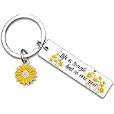AOBIURV Sunflower Gifts for Women Sunflowers Gifts for Women Adults Inspirational Sunflower Keychain for Her Motivational Encouragement Positive Cheer Up Gift for Friends Families Coworkers