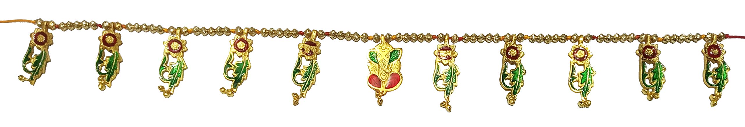 Purpledip Metal Bandhanwar Toran Festoon Wall Hanging: Ganesha Phool Mala (12202C)