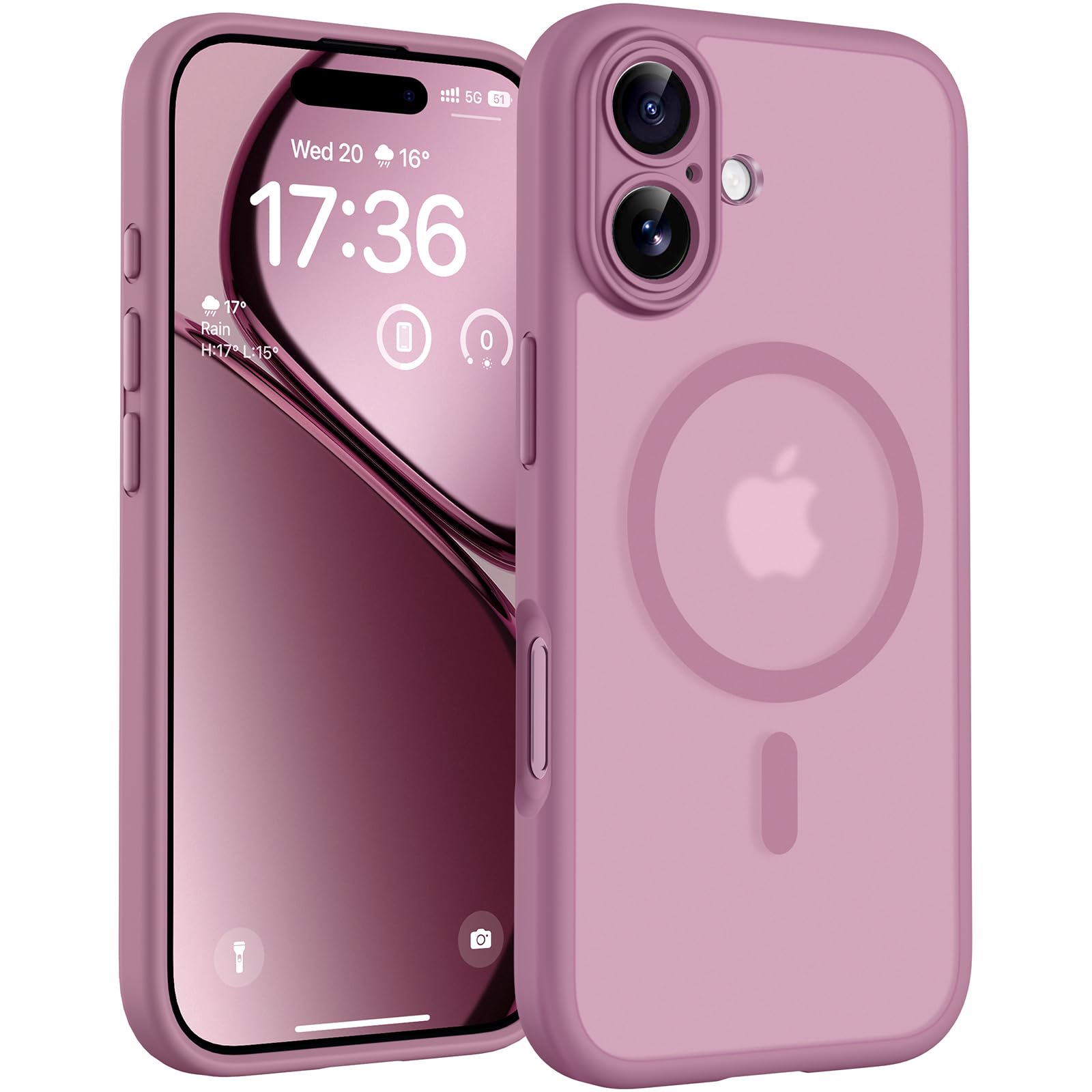 Photo 1 of TOCOL for iPhone 17 Case, Full Camera Protection, Built-in Magnetic Ring, Compatible with Magsafe Charger, Drop Protection, Translucent Matte Phone Case for iPhone 17 6.3 inch (Lilac Purple)