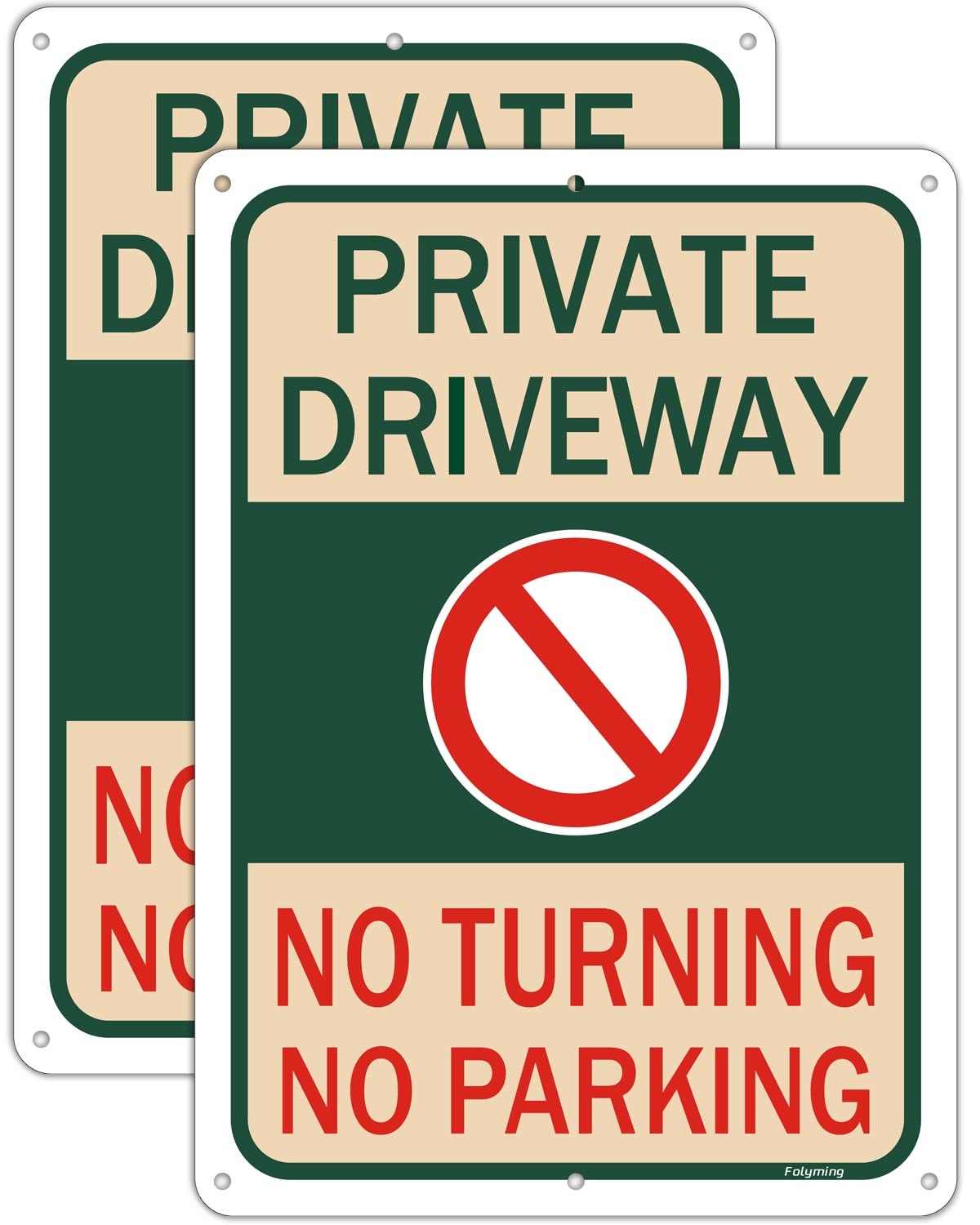 2 pack Private Driveway Signs No Parking Signs No Turning Sign 14 x 10 Inches Metal Reflective Sturdy Rust Aluminum Weather Resistant Waterproof Durable Ink Easy to Install