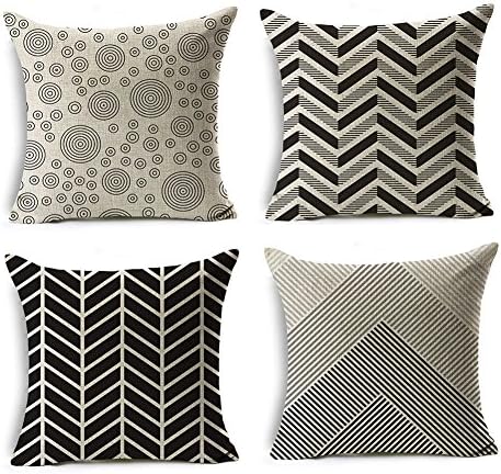 Chogori Decorative Throw Pillow Covers Set of 4 Cotton Linen 18 x 18 inch Geometric Bohemia Cushion Covers (Geometry 4)