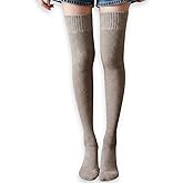 NITESHEYS Lambswool Over Knee Extra High Winter Natural Thermal Socks Women Knit Wool Long Thigh Leg Warmers Cozy Hosiery