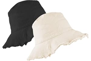 FGSS Bucket-Hat-Distressed Sun-Protection Washed-Cotton Beach-Sun-Hat - Summer-Wide-Brim(3.2inch Brim) Beach-Cap(Size:S-M)