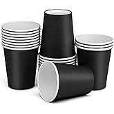 Prgery Paper Cups 8 oz 25 Pack, Disposable Paper Coffee Cups, Disposable Paper Cups for Hot or Cold Beverage Drinking for Halloween, Party, Picnic, BBQ, Travel, and Event -Black