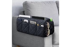 DECKALY Sofa Armrest Organizer Non-Slip Arm Chair Bedside Caddy Storage Organizer for Recliner Couch with 14 Pockets for Cell Phone TV Remote Control Magazines (Black)