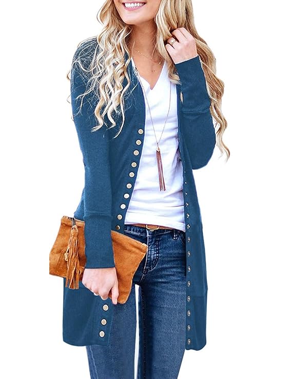 long women's cardigans with buttons