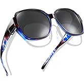 TINHAO Polarized Fit Over Glasses Sunglasses For Women Men, Trendy Square Sunglasses Over Glasses UV Protection