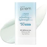 MAKE P:REM UV Defense Me. Watery Sun Stick SPF 50+ PA++++, Hydrating & Cooling Sun Care Stick, Lightweight, Non-Greasy Finish, Korean Sunscreen, 0.63 fl. oz., 18g