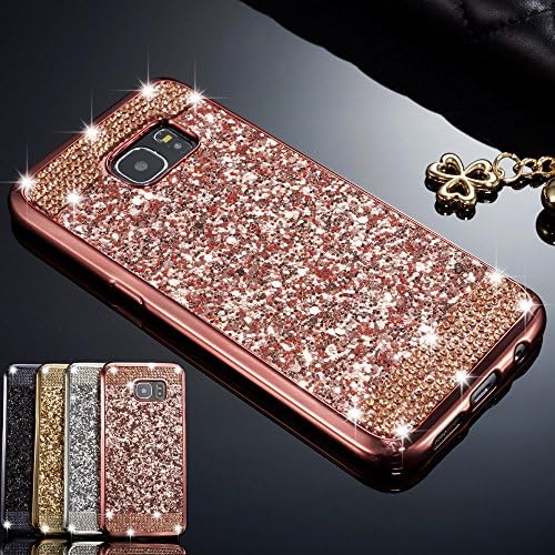 ZCDAYE Case for Samsung Galaxy Note 5,Bling Glitter [Crystal Rhinestone Diamond] Soft TPU Rubber Silicone [Electroplating Edge] Shockproof Cover for Samsung Galaxy Note 5 - Rose Gold