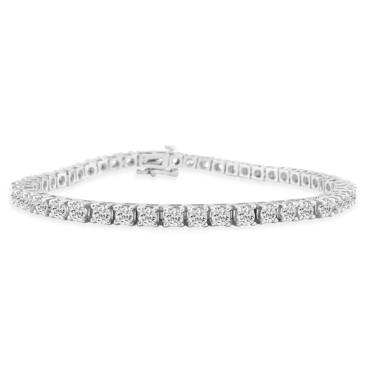 AGS Certified 14 Karat White and Yellow Gold 5 Carat Diamond Tennis Bracelet, Available In 6-9 Inch 