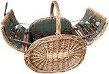Red Hamper Green Tweed Picnic Basket for 4 - Complete Set view 1