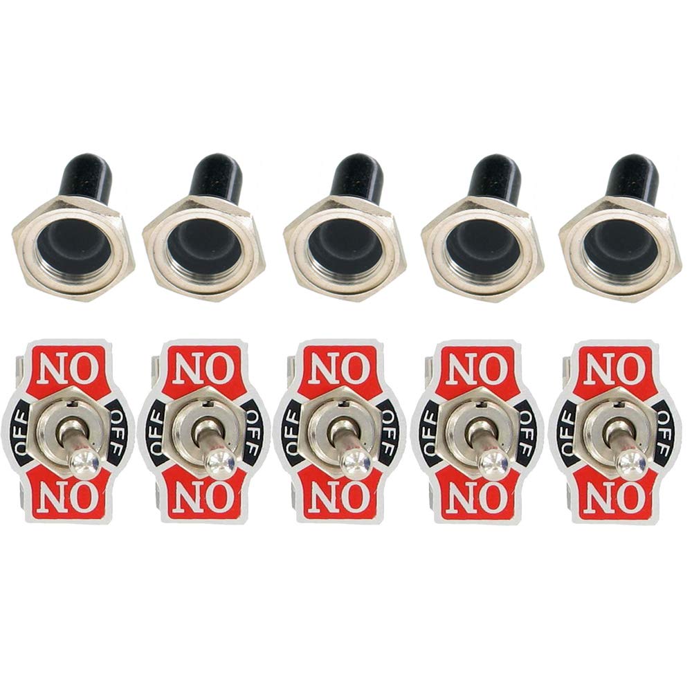 Mintice 5 x Metal On/Off/On Momentary Toggle Switch 3 Pin Terminal SPDT Heavy Weight 20A 125V 15A 250V Car Motorcycle Button Cap