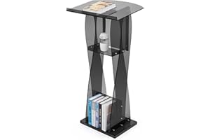 HODLBIT Upgraded Acrylic Podium Stand, Pulpits for Churches, 47.5inch Modern Lecterns & Podiums with Storage Shelf for Classroom, Weddings, Professional Presentation Podiums, Easy Assembly
