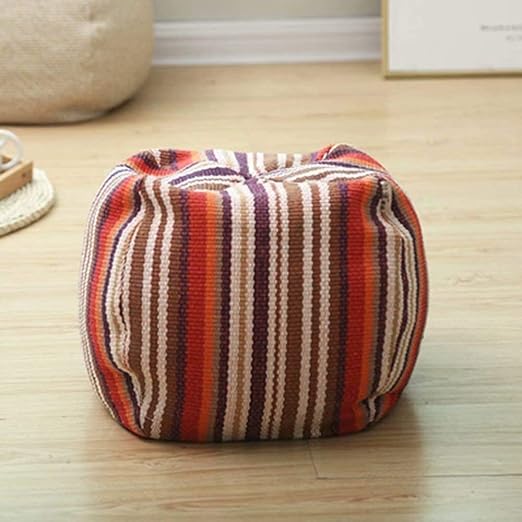 Square Unstuffed Pouf CoverSoft Cotton Linen Fabric Pouf Cover Ottoman
