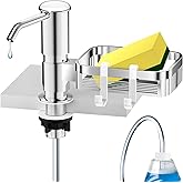 Soap Dispenser for Kitchen Sink, Mecyfaty Under Counter Sink Soap Dispenser Pump with 39" Extension Tube Kit, Built in ABS Kitchen Dish Soap Dispensers with Sponge Holder, No More Refills, Chrome