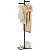ENUMAIL Freestanding Metal Coat Racks with Natural Rock Base,68.9in,Black | Z-Shaped Garment Rack with Anti Slip Knot,Clothes Display Stand with natural Patterns,Coat Tree for Bedroom,Office,Hallway