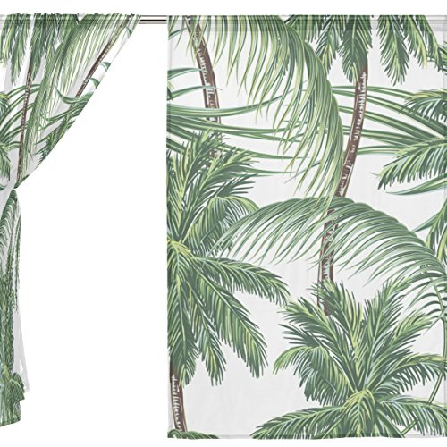 Ingbags Elegant Voile Window Long Sheer Curtain 2 Panels Palm