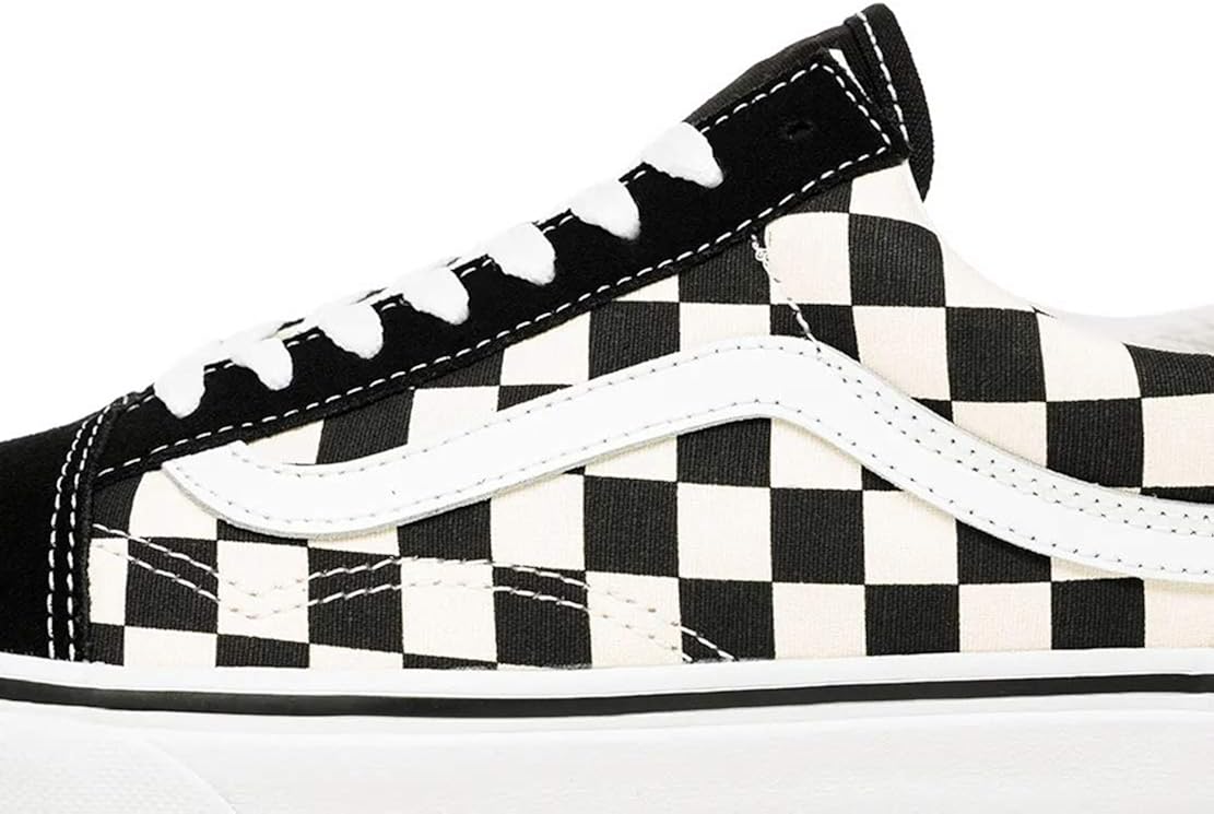 black & white old skool primary check trainers