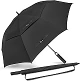NINEMAX 68in Golf Umbrella Windproof Rainproof Double Canopy Black view 1