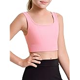 Haloumoning Girls Training Bra Sports Bra Kids Athletic Seamless Ribbed Stretchy Crop Tops Dance Yoga 5-14 Years