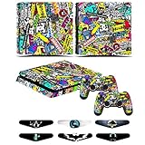 Skins for PS4 slim Controller - Decals for Playstation 4 slim Games - Stickers Cover for PS4 slim Console Sony Playstation Four Accessories with Dualshock 4 Two Controllers Skin - Doodle