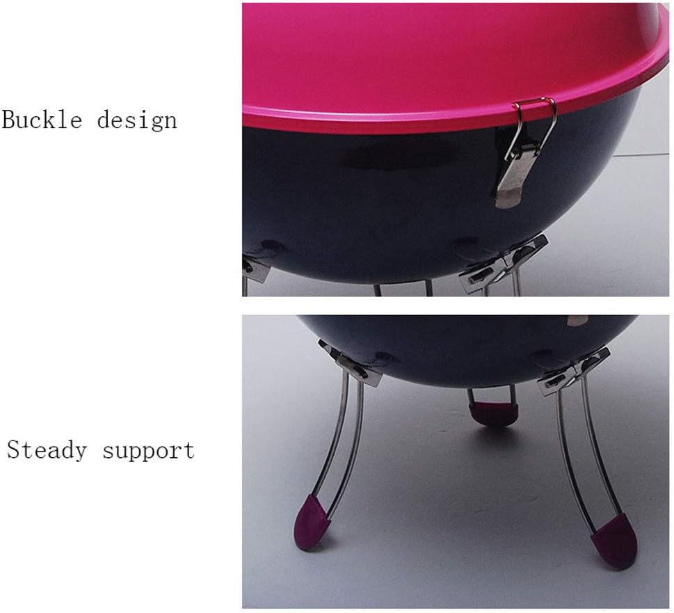 review ZJJ& BBQ Grill Round Charcoal Barbecue Grill Portable Folding Home Outdoor Grill