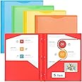 EOOUT 5pcs Folders with Pockets and Prong Pocket Folders Folders with Prongs File Folders with Fasteners for Office School Students Teachers (5 Pastel Colors)