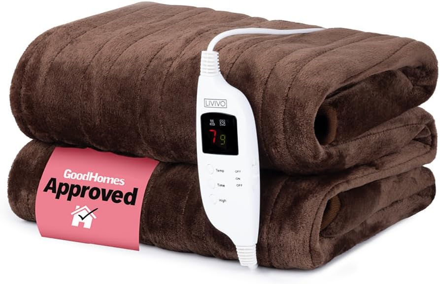 LIVIVO Electric Heated Blanket 160x130cm 9 Heat Settings Timer Auto Shut-Off