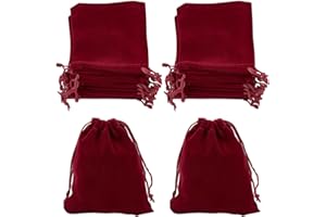 Beebeecraft 20Pcs 12x10cm Velvet Gift Bags Dark Red Burgundy Red Soft Velvet Cloth Jewelry Pouches with Drawstring Jewelry Po