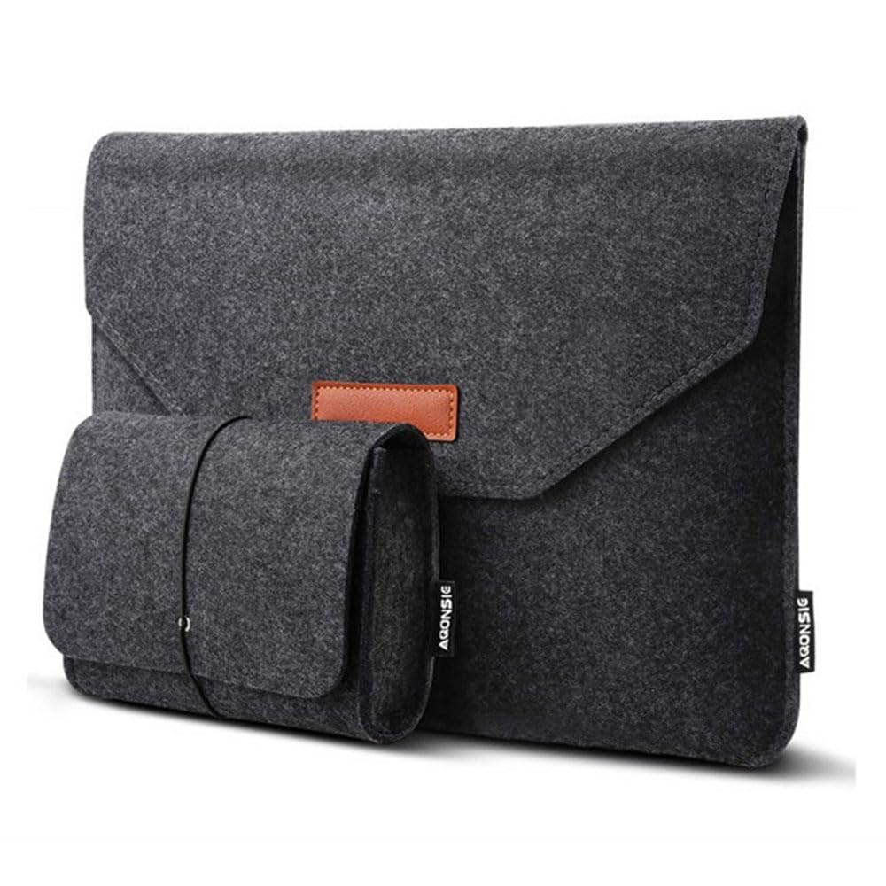 Photo 1 of 13.1" 13.3" 13.6" Felt Laptop Bag Protective Ultra Slim Carrying Envelope Sleeve Case, Compatible with Apple MacBook, Asus Dell Thinkpad Microsoft Notebook Chromebook Ultrabook (Dark Grey, 13")