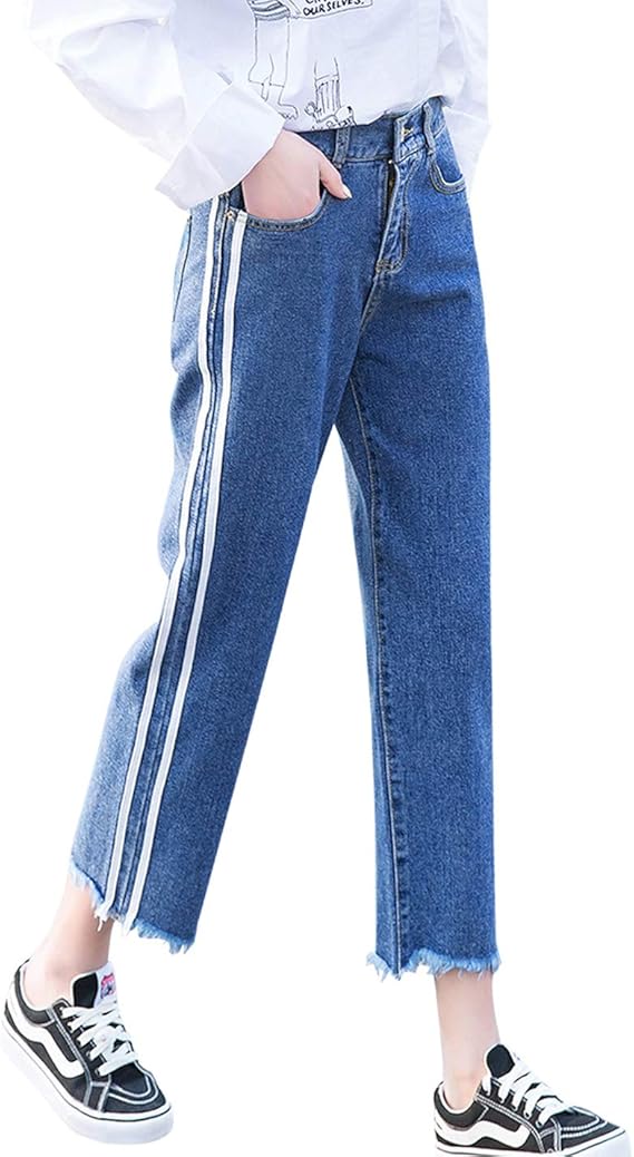 distressed drawstring waist cropped jeans