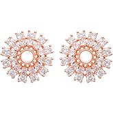 I Jewels Rose Gold Plated Cubic Zirconia CZ and Diamond Fashionable Look Stud Earrings For Women (E3274RG)