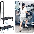 Car Step Stool with Handle for Elderly, Medical Handicap Step Stools with Handrail, Seniors Bed Steps for High Beds, Heavy Duty Metal Stepping Stool with Safety Step Platform, Vehicle Step Up Assist