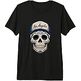 Los Angeles Mexican Sugar Skull Blue White Design Premium Tri-Blend T-Shirt