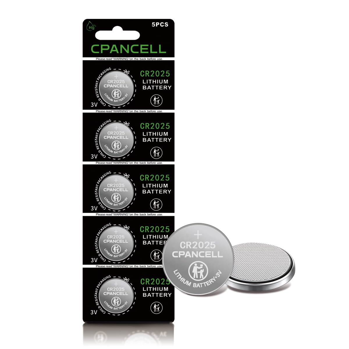 CPANCELL CR2025 High Capacity Battery 3v Lithium Batteries (5 Count)