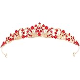 Red Tiara Crown for Women Wedding Tiaras for Bride Princess Crowns and Tiaras for Girl Rhinestone Crowns for Birthday Halloween Cosplay Christmas Party Prom Gifts