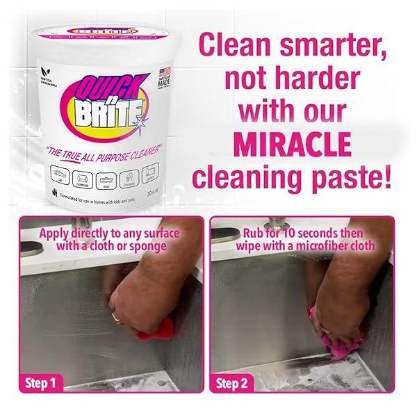 QUICK ‘N BRITE ALL PURPOSE CLEANING PASTE, TRUE ALL PURPOSE CLEANER, CONCENTRATED, 30 OZ