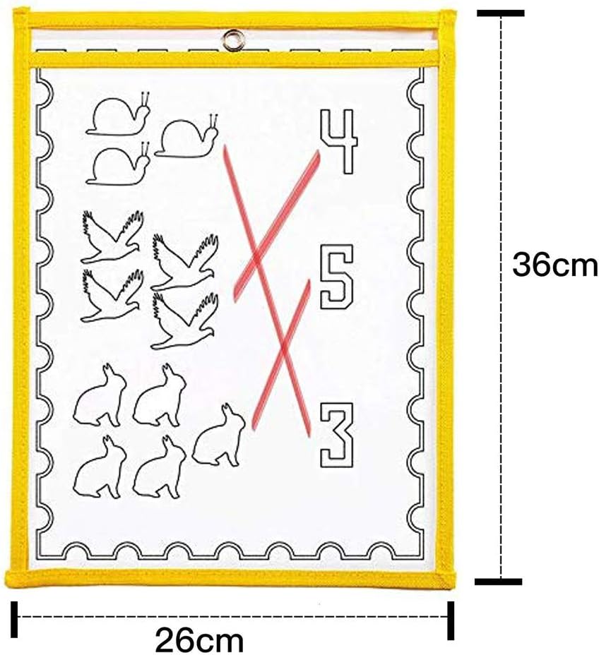 6 Pack Dry Erase Pockets Sleeves, 10 x 13 inches, Assorted Colors : Office Products