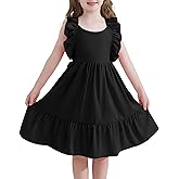HIGHUZZA Girls Summer Dresses Tween Back to School Outfit Ruffle Casual Hawaiian Dress with Pockets for 7-12 Years