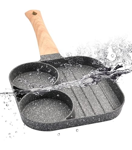 Poêle à œufs Antiadhésive, 3 Sections Carrées, Poêle à Frire Antiadhésive Pour Le Petit Déjeuner Pour Cuisinière à Gaz, Induction