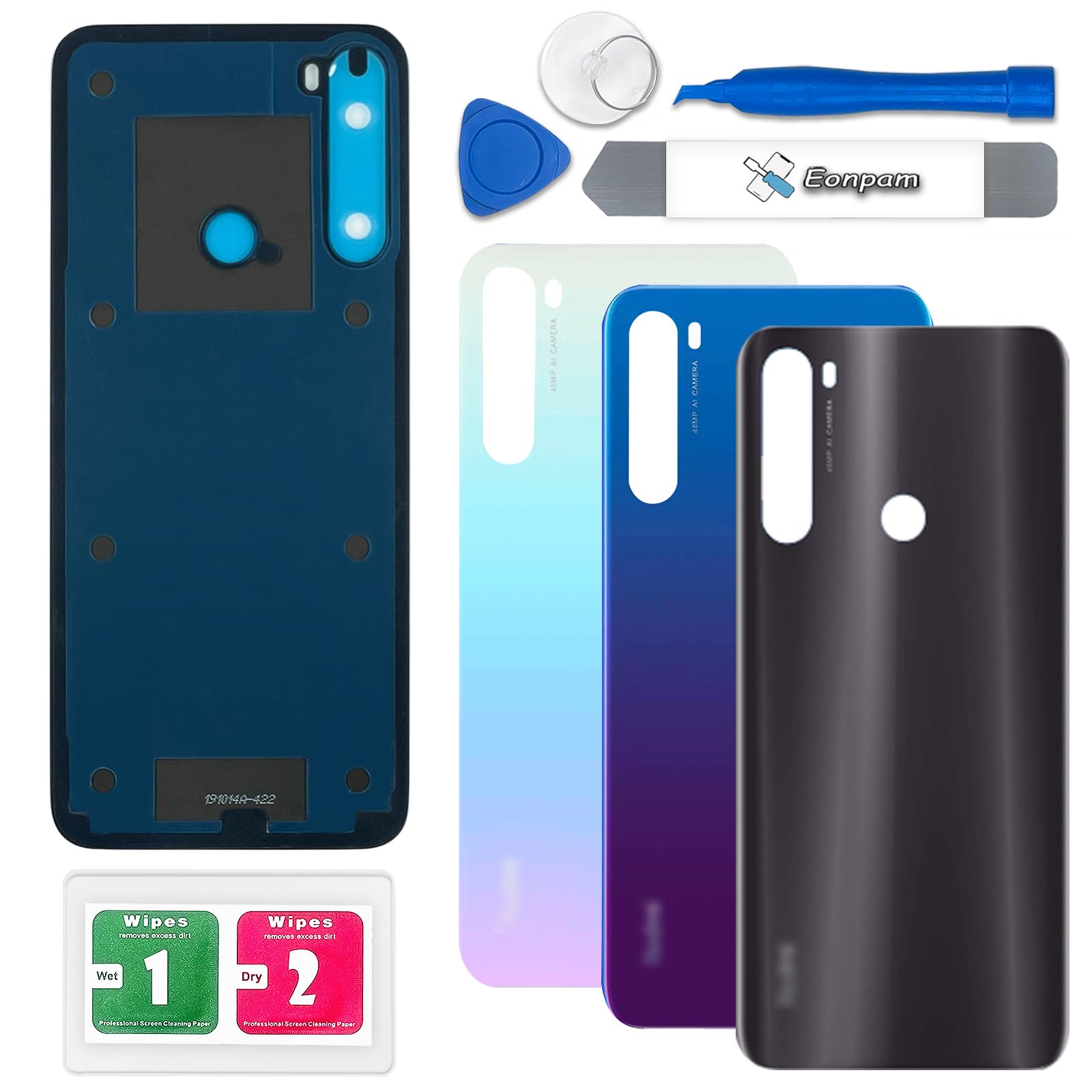 Eonpam Back Cover Glass for Xiaomi Redmi Note 8T Rear Glass Replacement with Repair Kit Genuine Rear Housing (Moonshadow Grey)