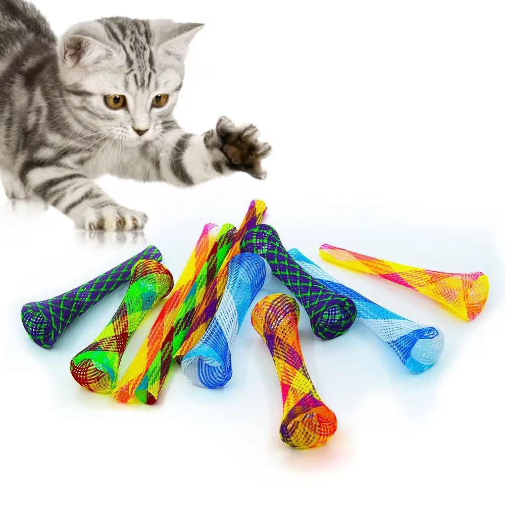 AIMICOCA 30 Pack Cat Tube Spring Toy, Interactive Cat Toy for Indoor Cats, BPA-Free Colorful Cat Plastic Coil for Kittens to Swat, Bite, Hunt (Random Color)