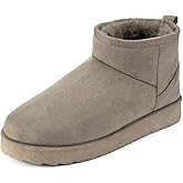 Women Suede Classic Ultra Mini Snow Boots, Faux Fur Lined Slip On Ankle Winter Booties, Womens Warm No Slip Short Boot, Botas De Invierno Para Mujer