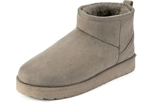 HOFRIYO Women Suede Classic Ultra Mini Snow Boots, Faux Fur Lined Slip On Ankle Winter Booties, Womens Warm No Slip Short Boot, Botas De Invierno Para Mujer