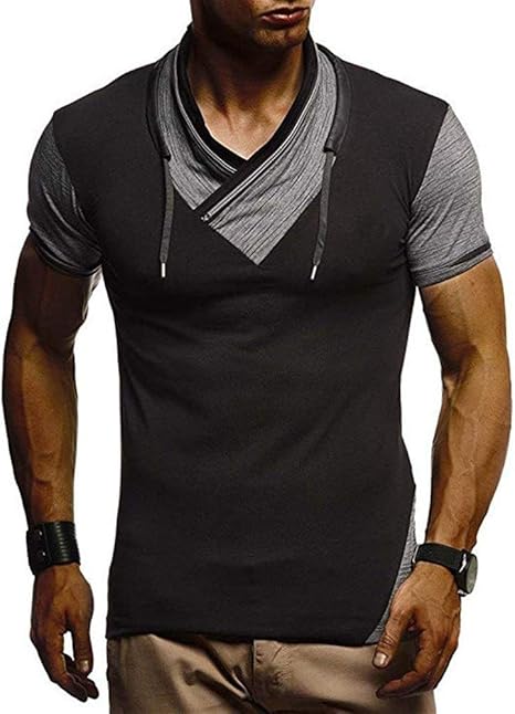 Amazon Co Jp メンズjumpertシャツ 半袖ファッションスペルカラーステッチ襟のメンズカジュアルtシャツシャツ トップスイング Color Black Size Xxxl ホーム キッチン