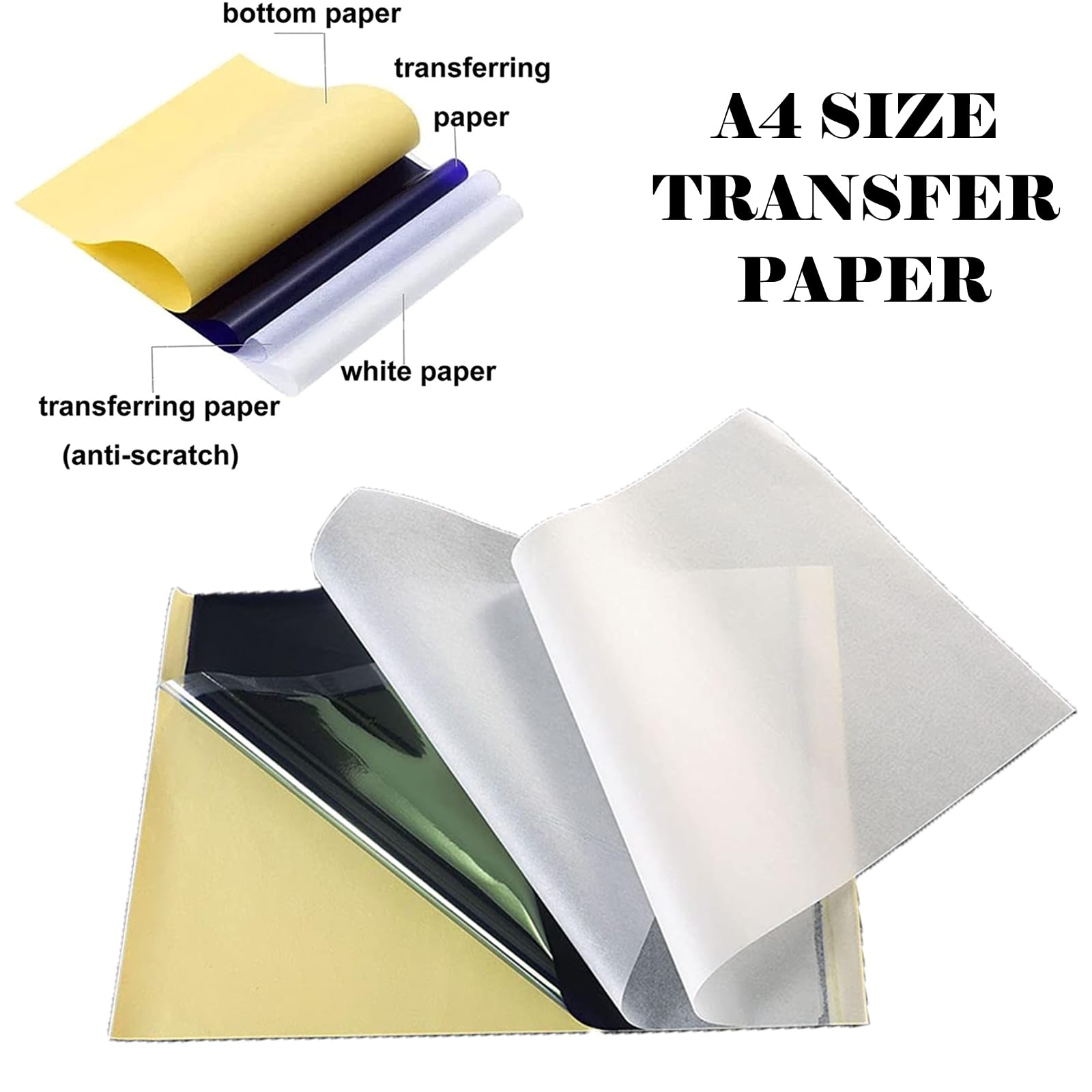 Urknall 3mm Tattoo Practice Kit - 3PCS A4 Size Large Fake Skin and 15PCS Stencil Paper Kit With Thick Thermal Paper