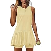 Nirovien Womens Tennis Dress Workout Athletic Dresses with Shorts Bubble Golf Outfits with Pockets Activewear
