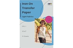 PPD 10 Sheets 8.5x11” - Inkjet Iron-on Heat Transfer Vinyl Paper for White & Light Fabric and T-Shirts - Premium - PPD-1-10